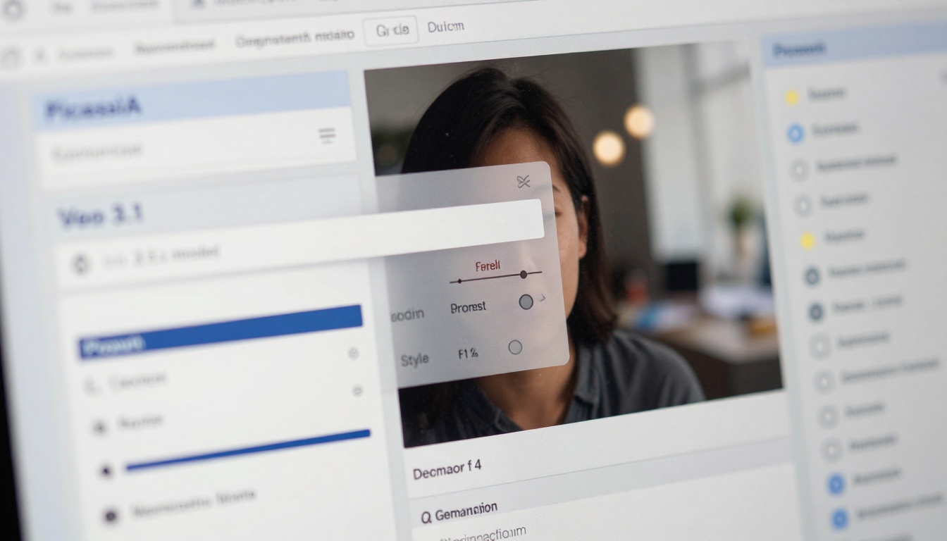 Close-up of screen showing AI video interface