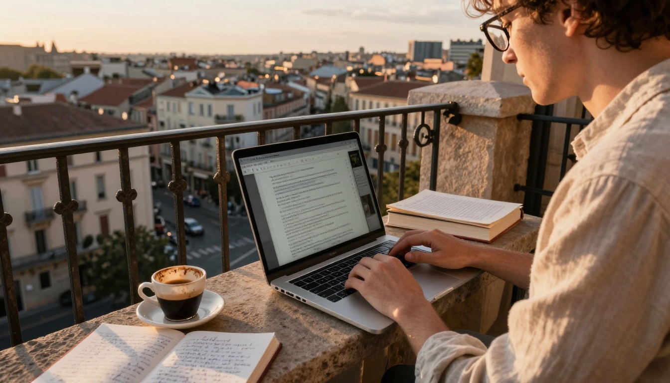 Creative Writing with Claude on Balcony