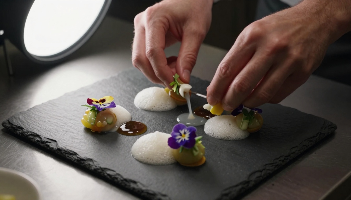 Chef plating molecular gastronomy