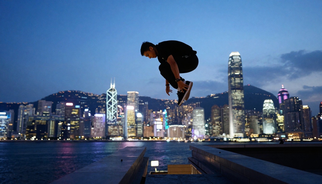 Parkour athlete in Hong Kong