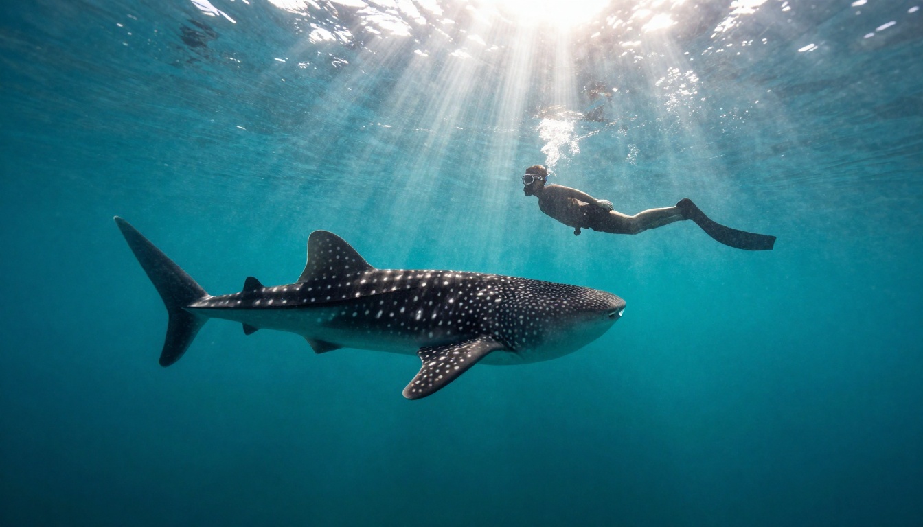 Underwater shot with whale shark