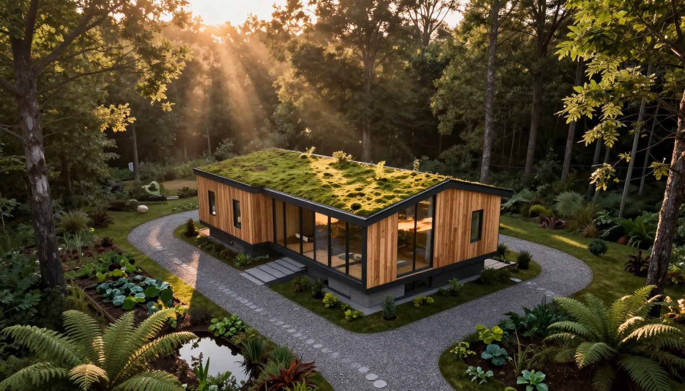 Architectural visualization of modern eco-home