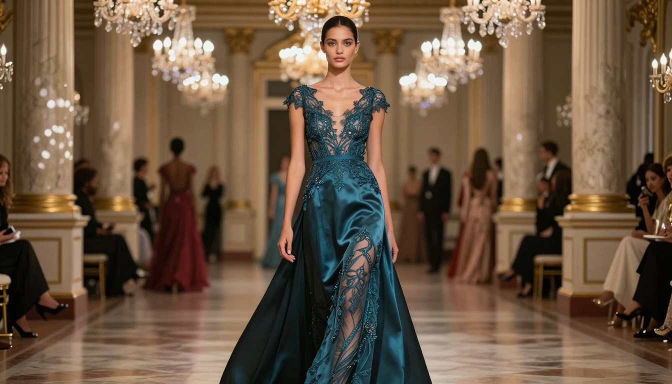Fashion photography in opulent ballroom setting