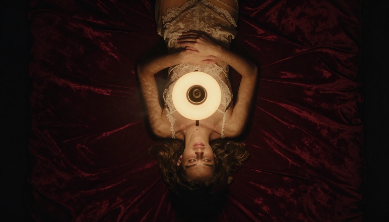 Aerial drone shot showing intimate bedroom scene