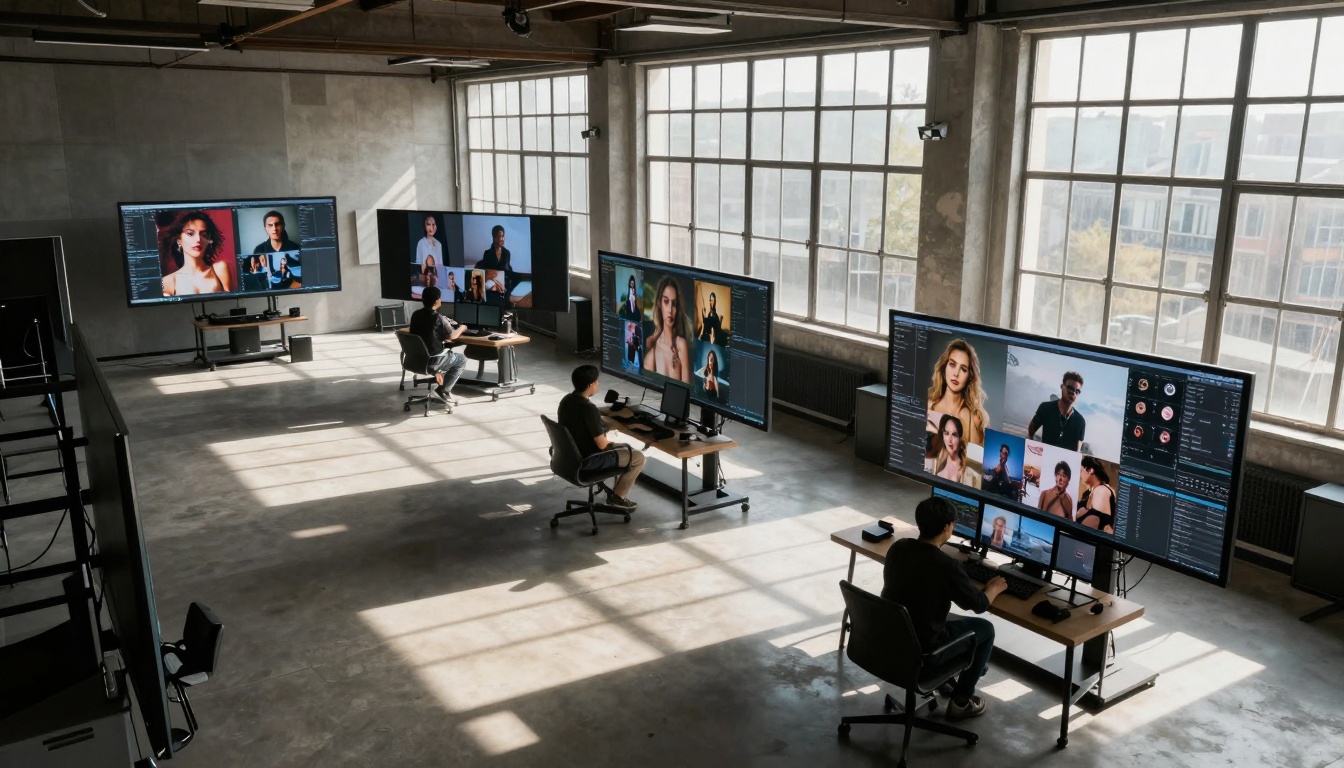 Social media studio managing multi-platform content creation