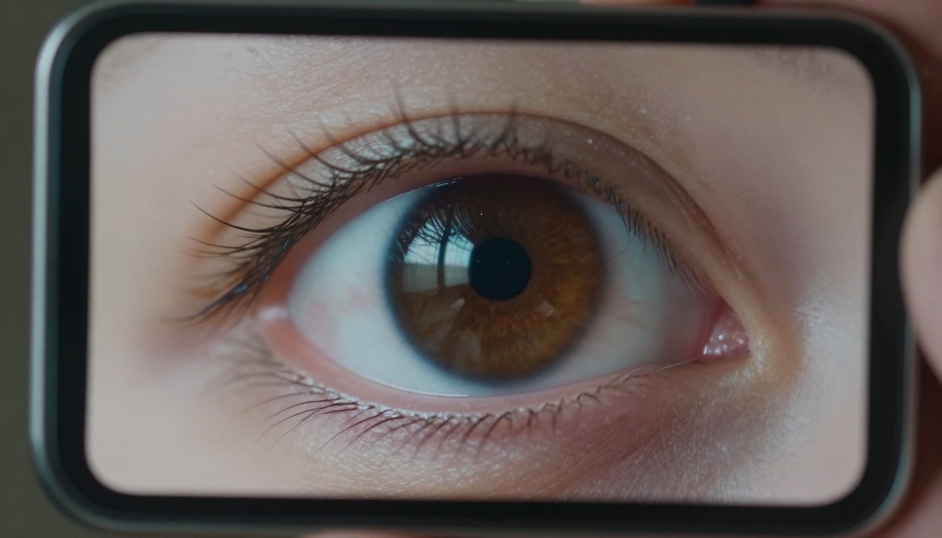 Eye reflection showing AI content viewing