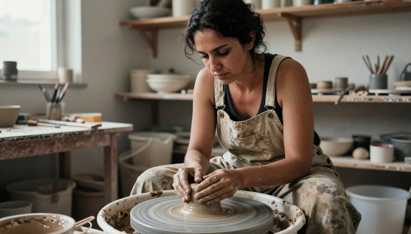 Environmental pottery studio portrait