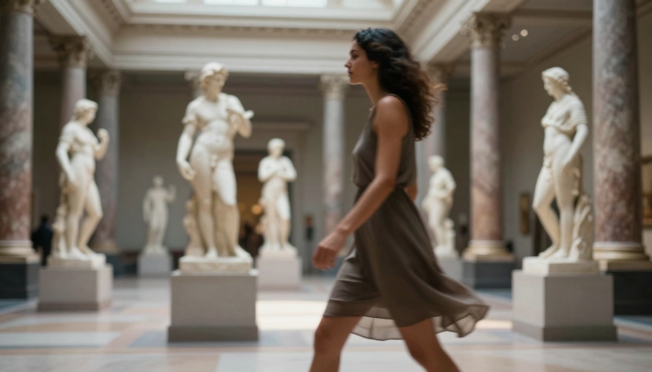 Panning motion in art gallery