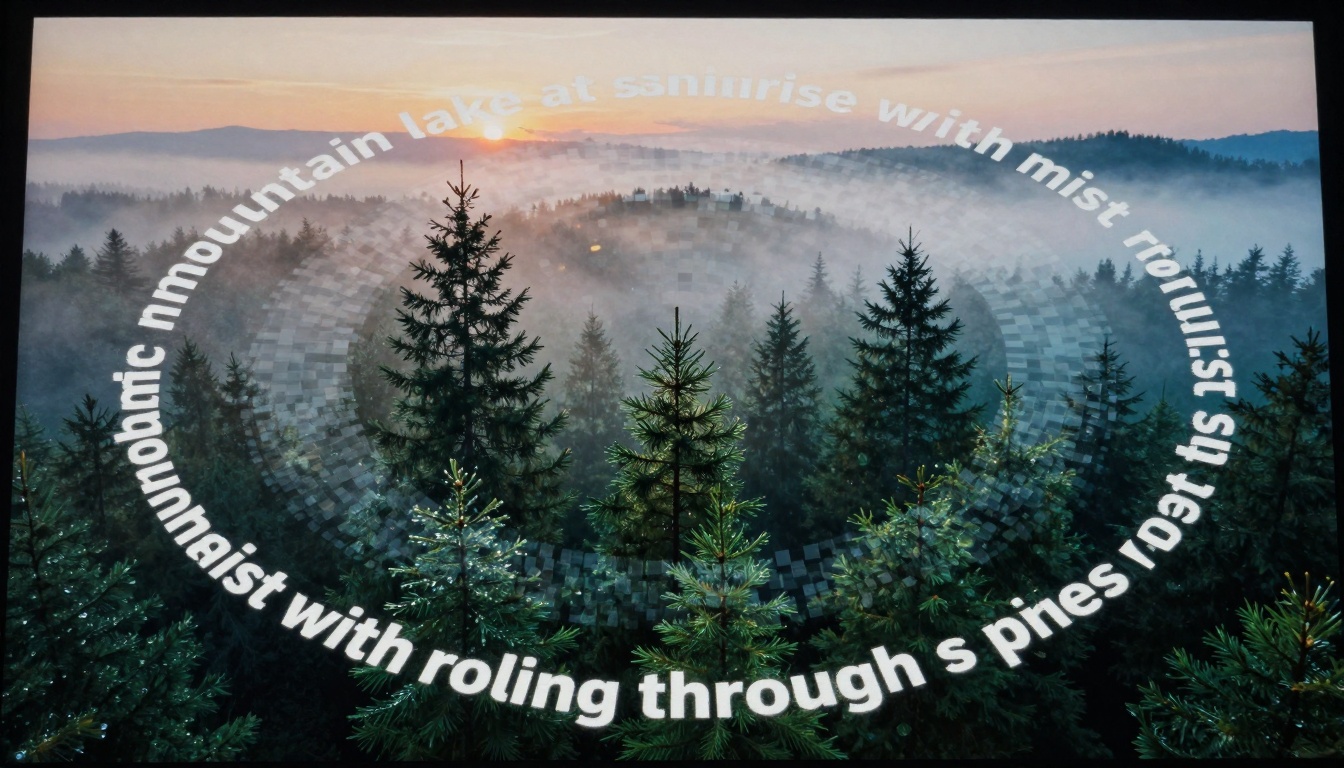 Artist's creative workspace showing text-to-image transformation