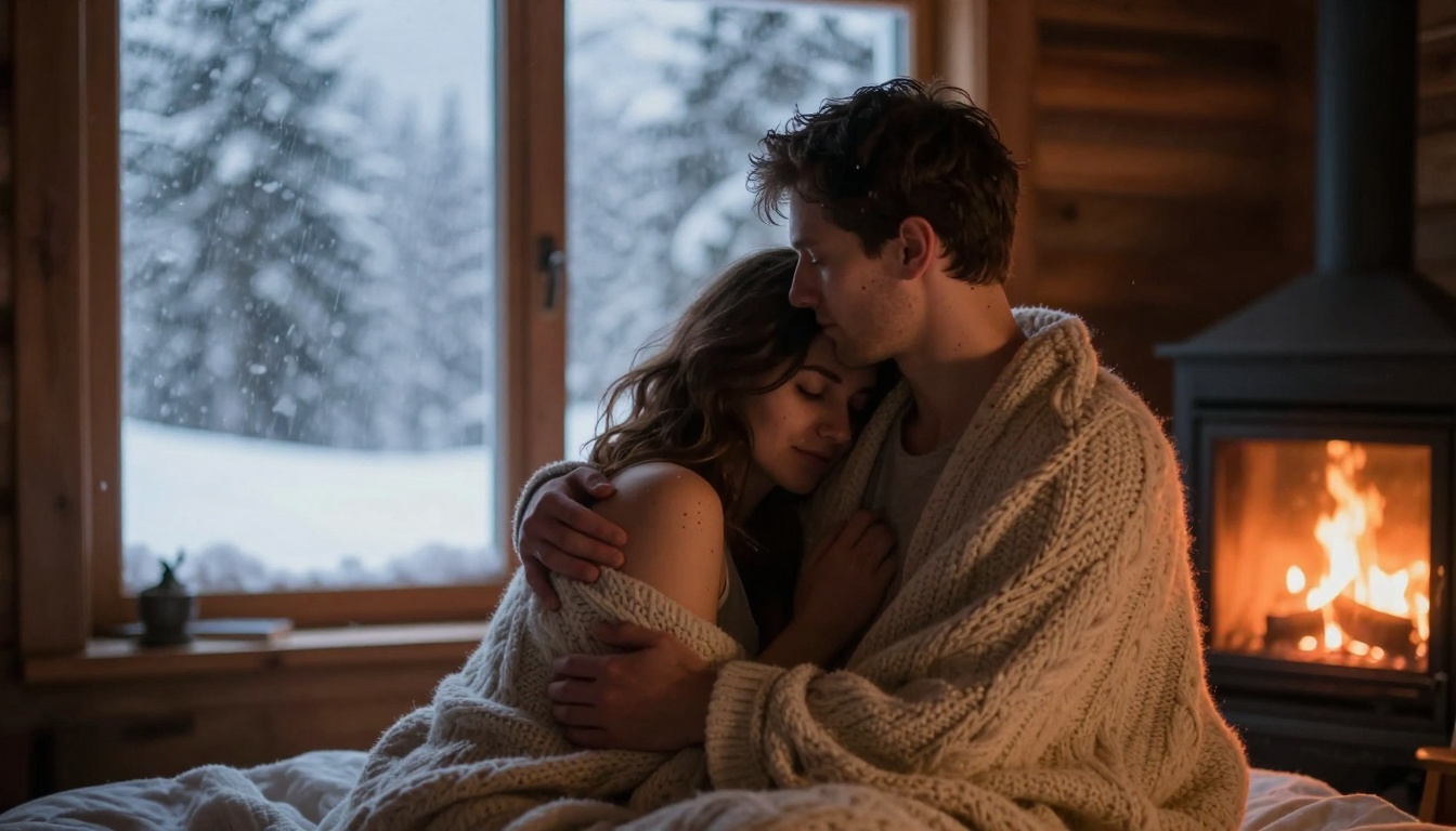 Cozy cabin winter intimacy