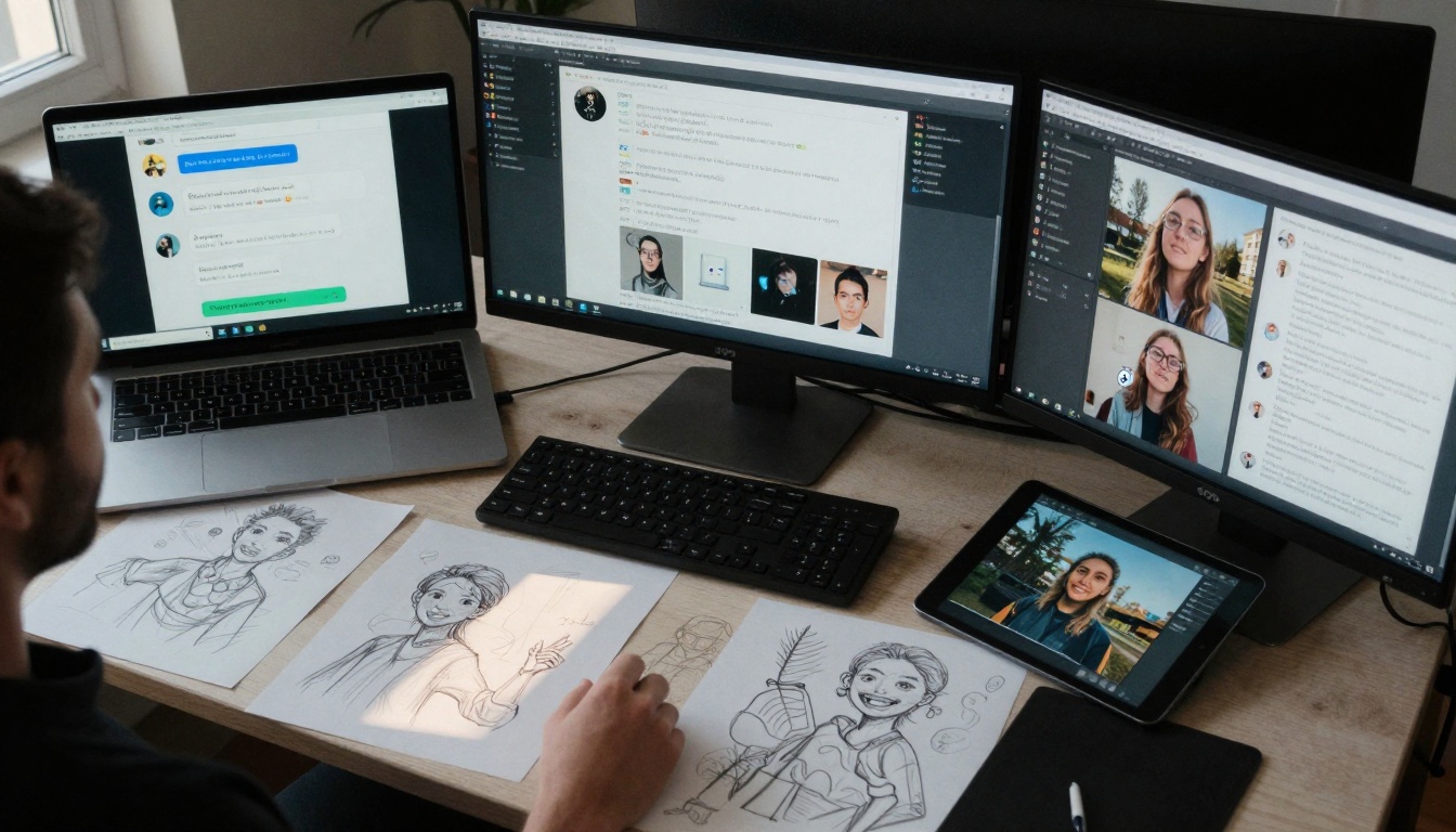 Digital artist using Grok 4 for creative brainstorming Digital artist using Grok 4 for creative brainstorming