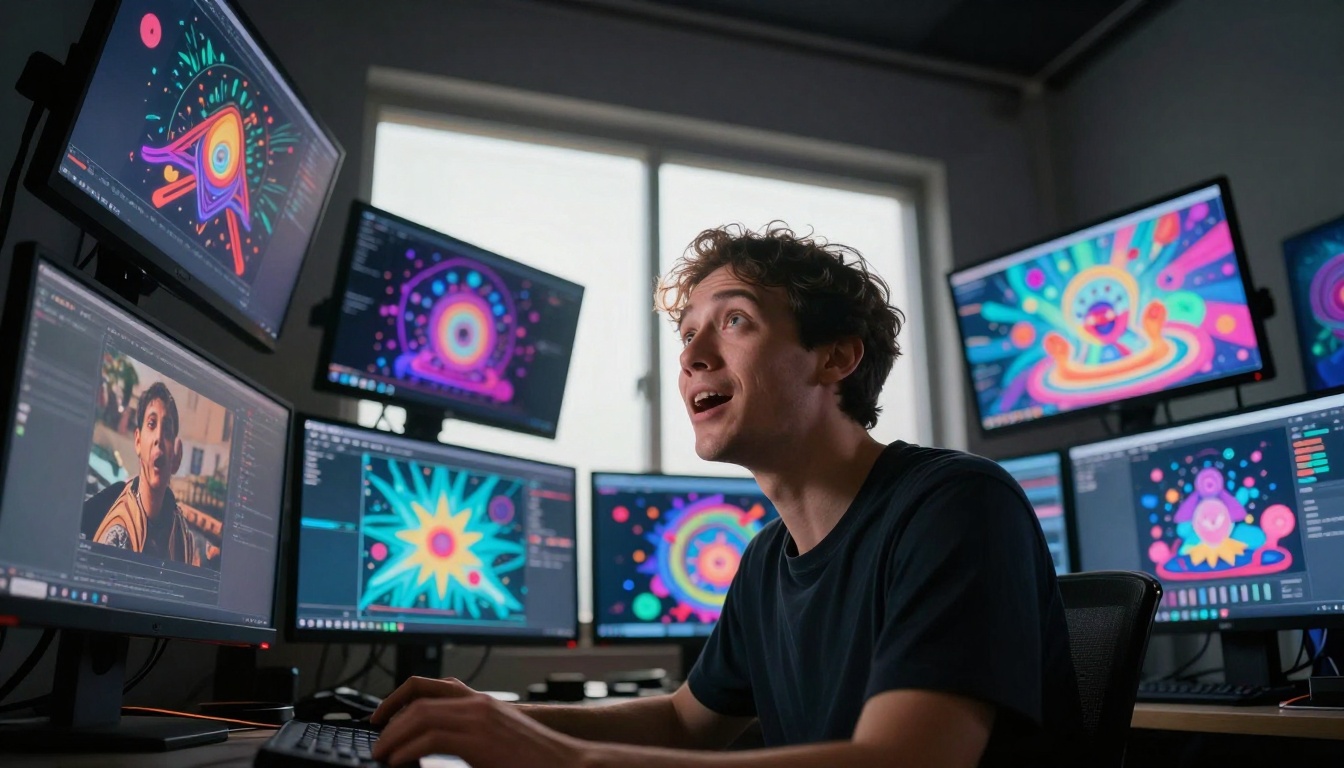 Creative professional experiencing breakthrough moment