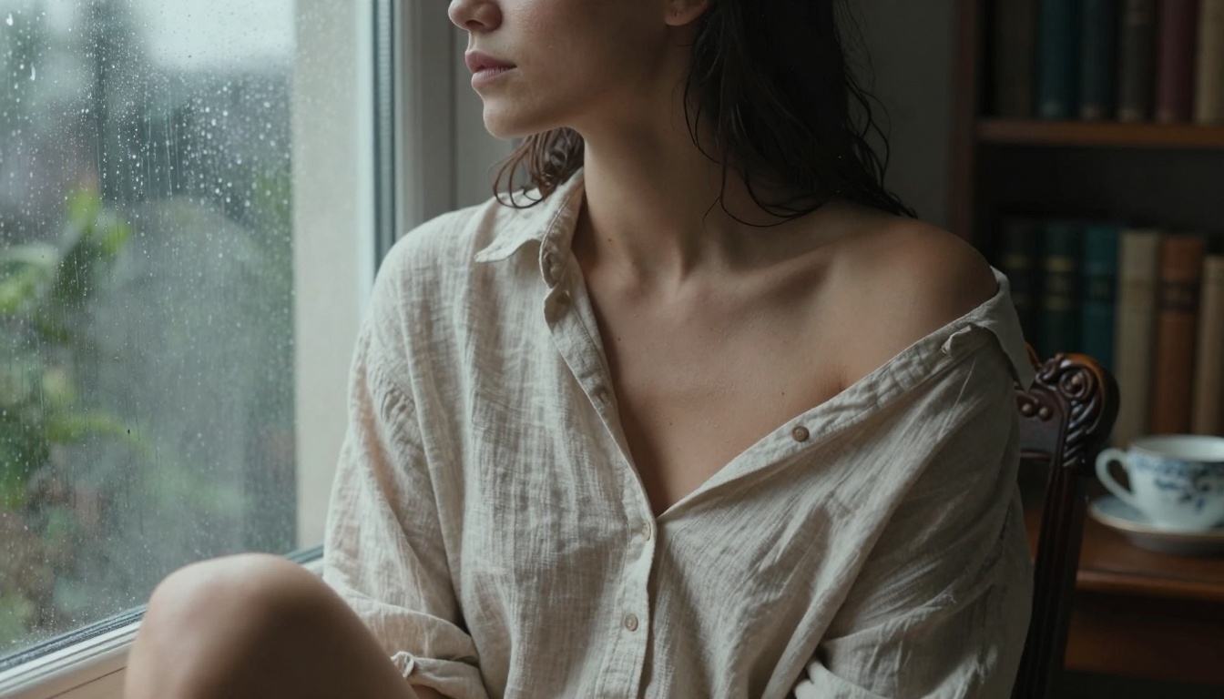 Soft window light creating intimate atmosphere