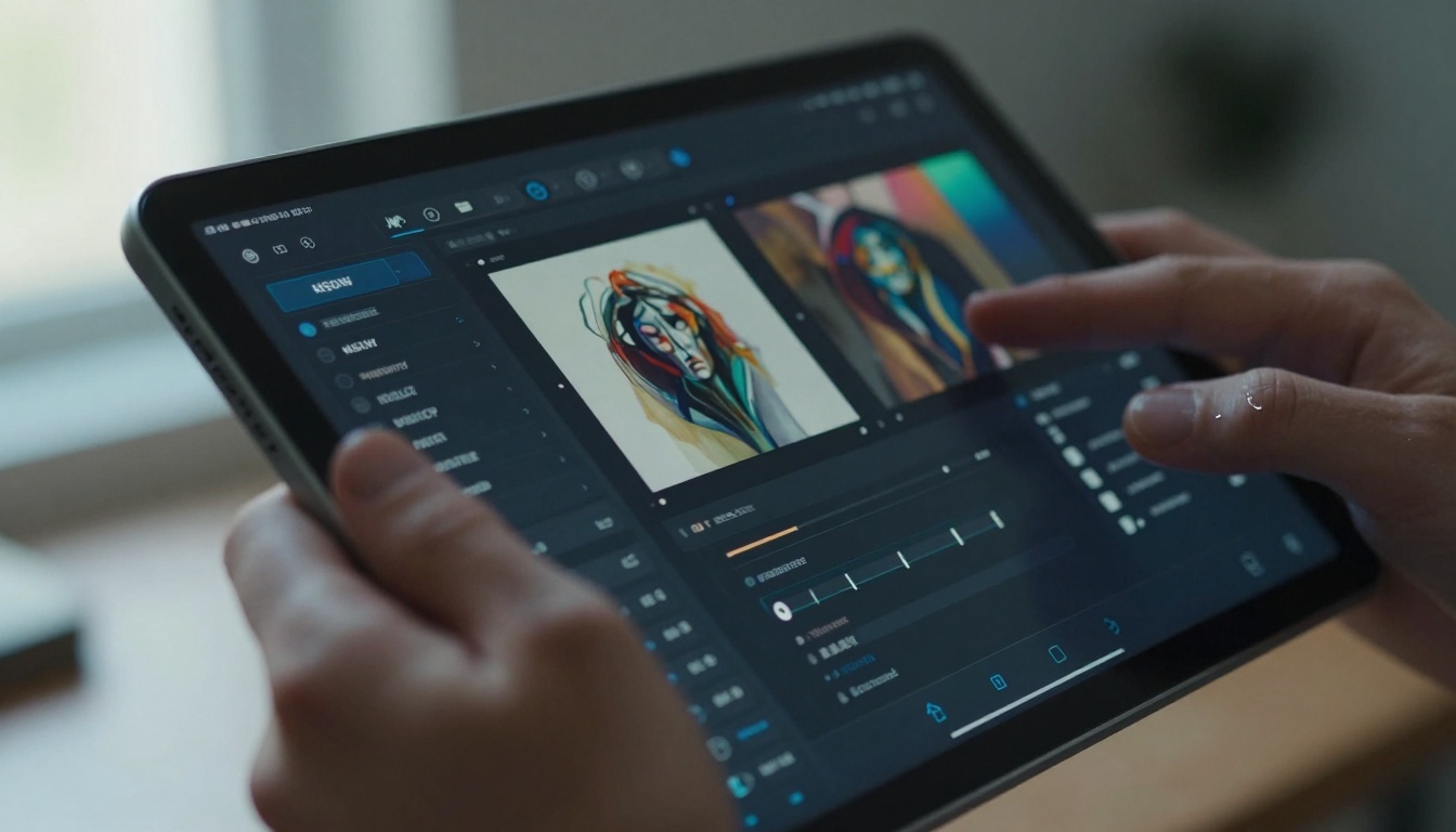 Digital interface showing AI art generation tools
