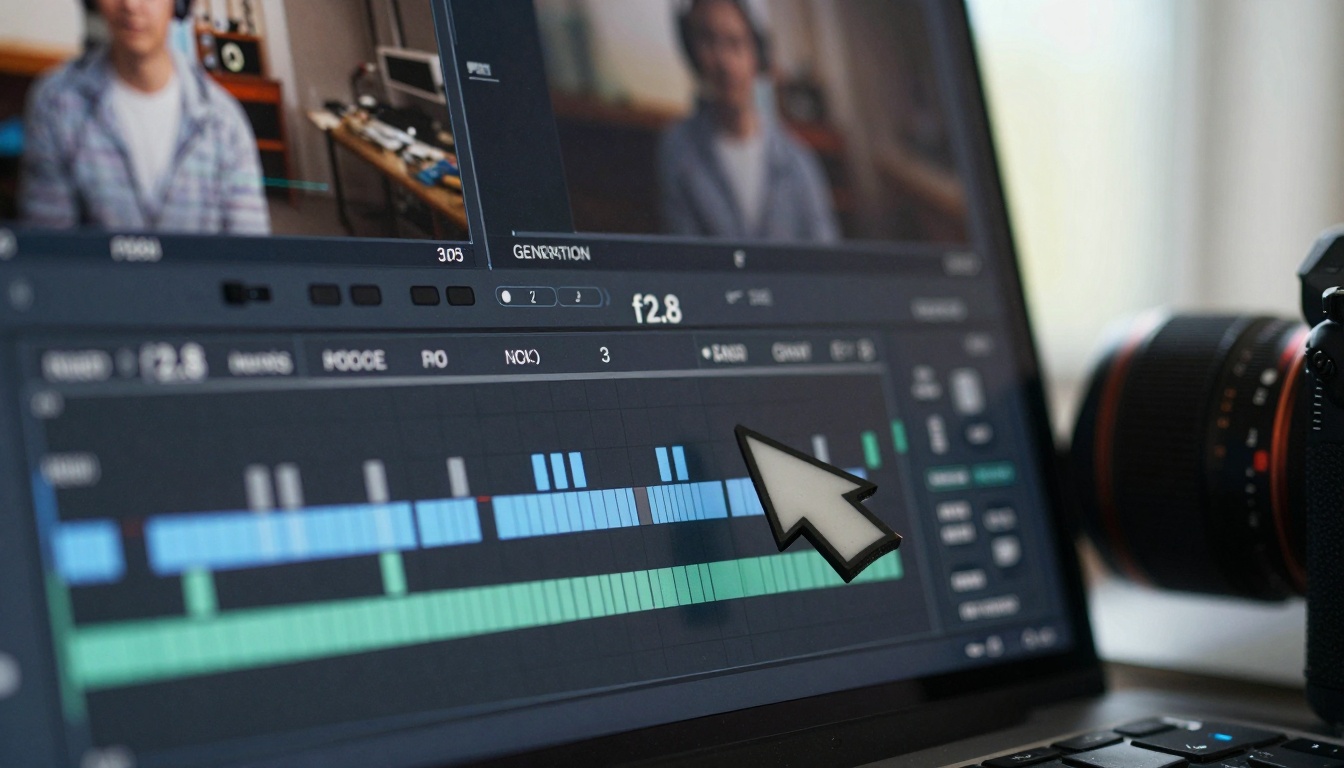 Close-up of video editing interface