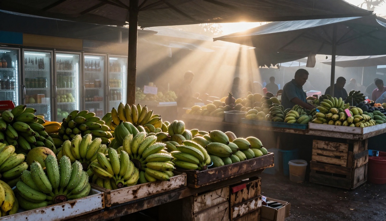 Tropical fruit market scene Tropical fruit market scene