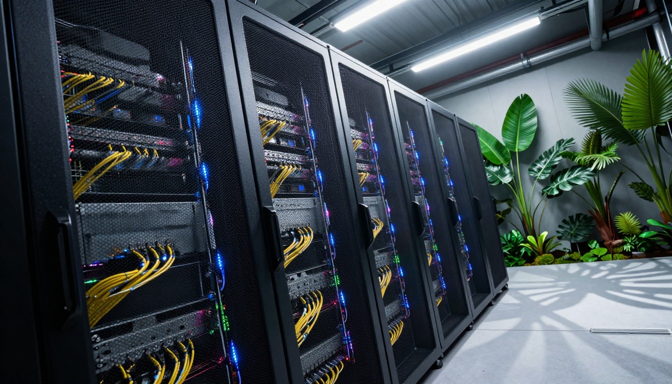 Data center with tropical plants Data center with tropical plants