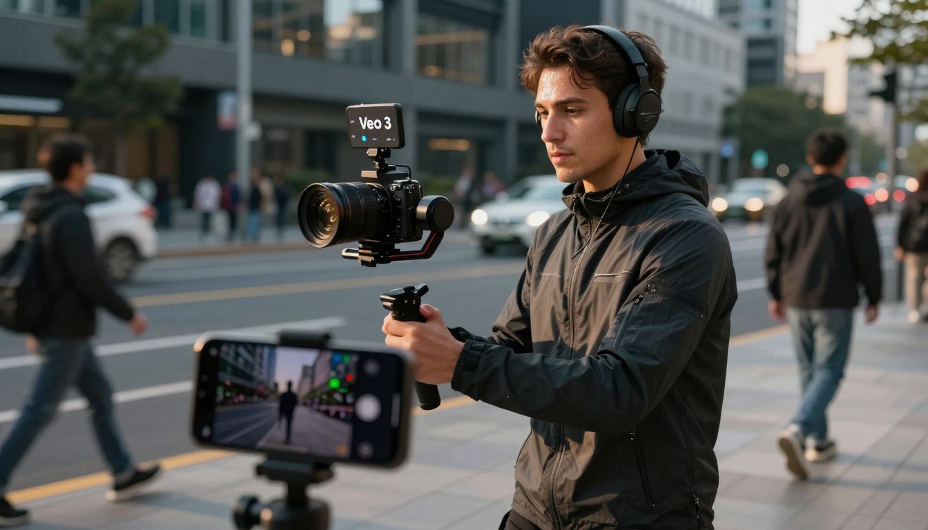 On-location filming with professional equipment