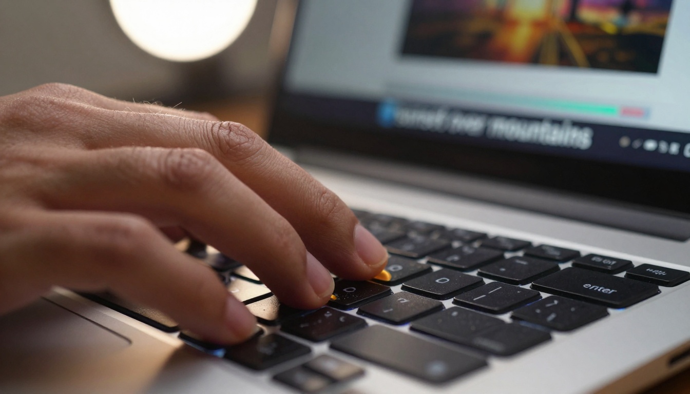Close-up of typing AI prompt