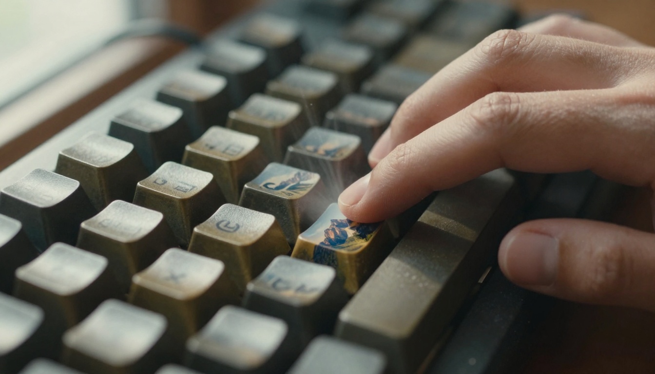 Close-up of typing generating images