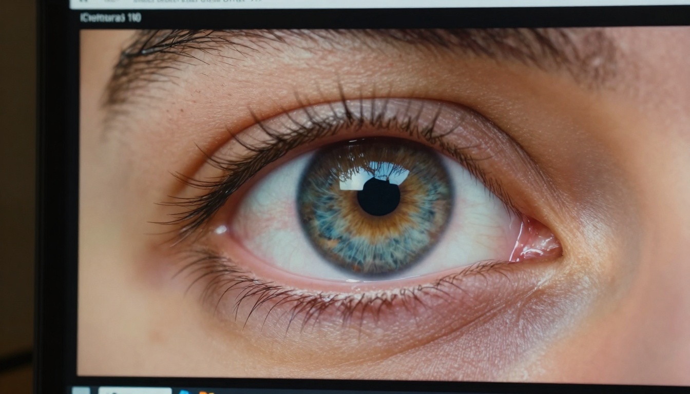 Eye reflection showing AI process