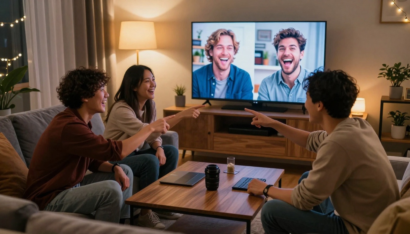 Friends creating AI memes together