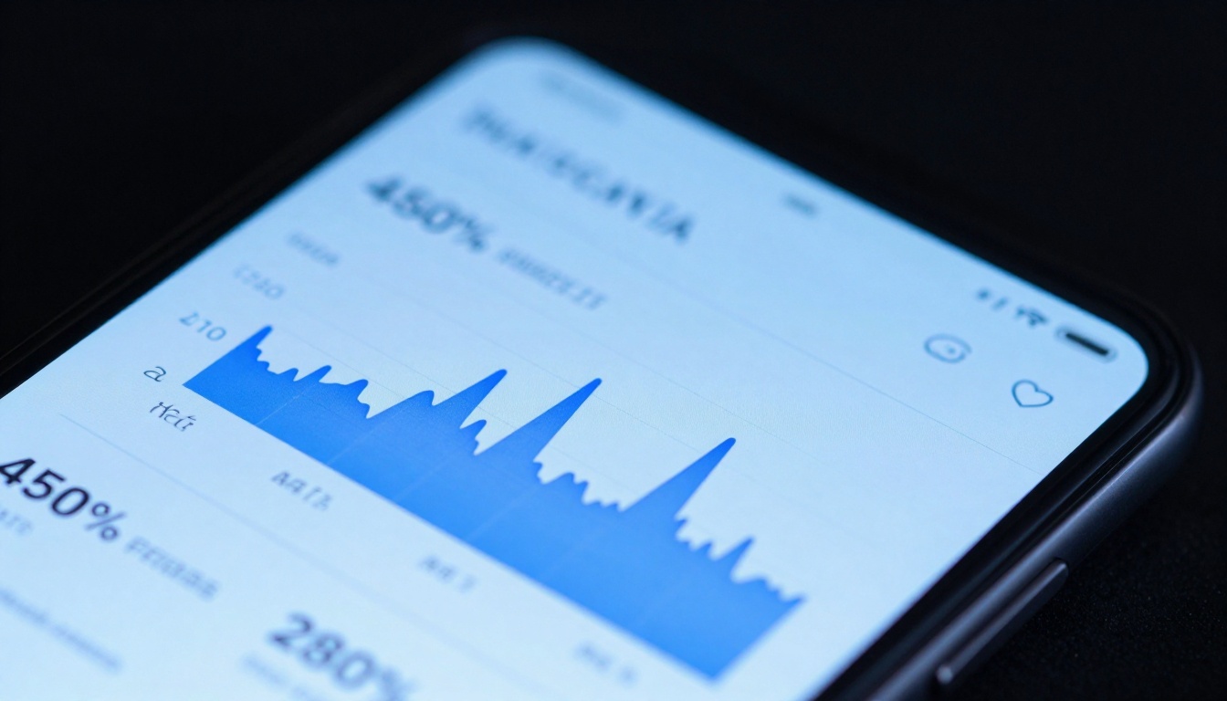 Macro shot of analytics dashboard showing AI content superiority
