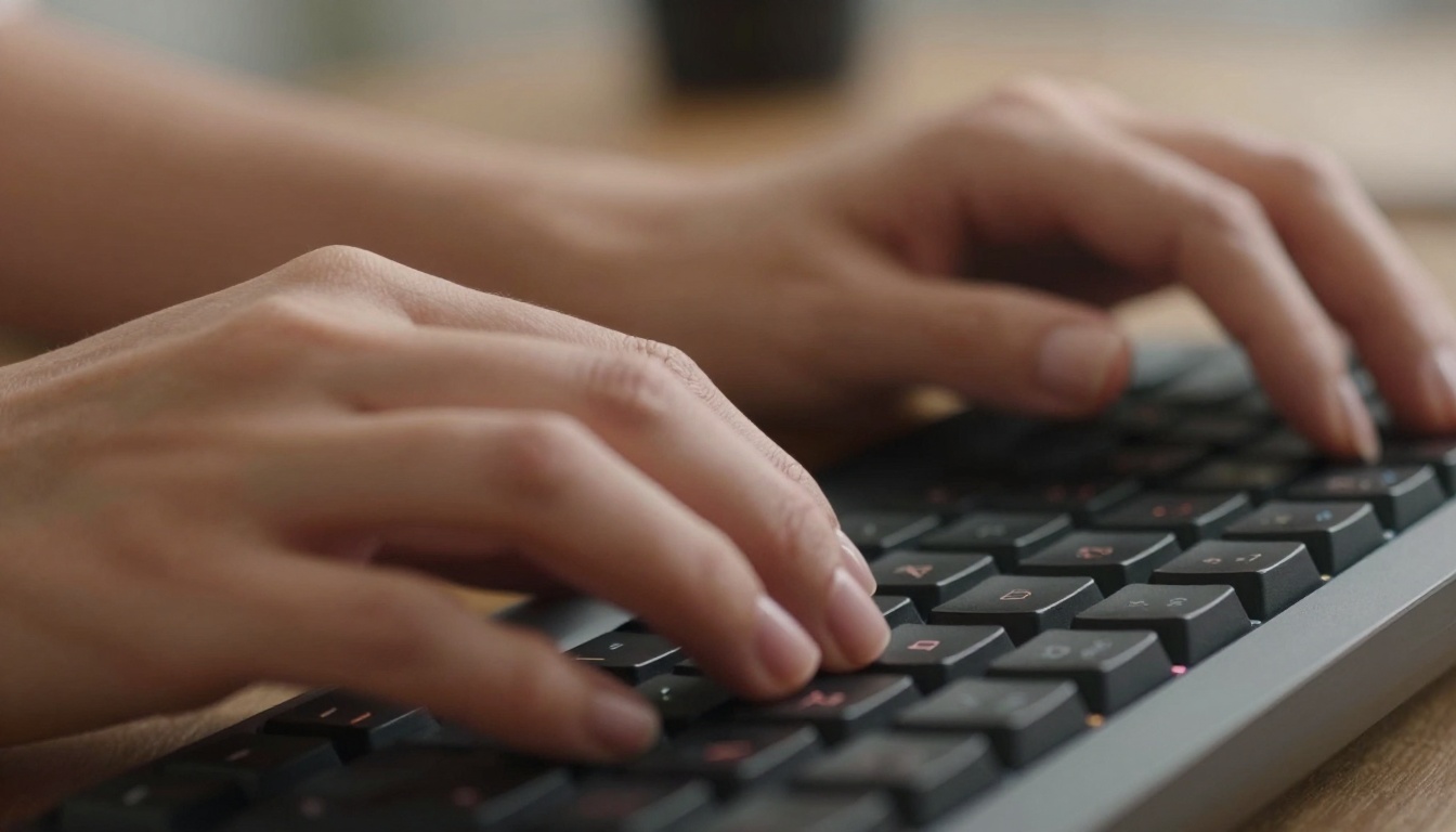 Hands typing on mechanical keyboard
