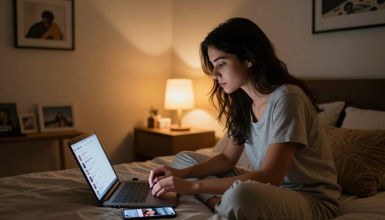 Intimate bedroom content creation scene