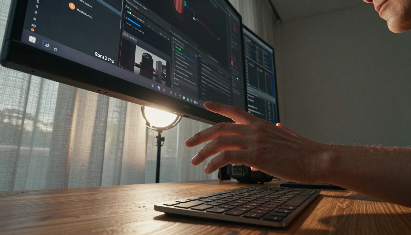 Low-angle creative workspace