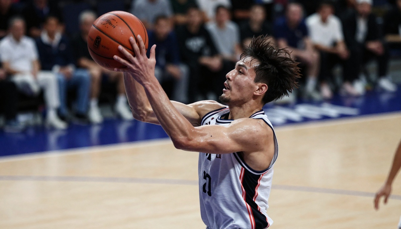 Dynamic basketball action shot