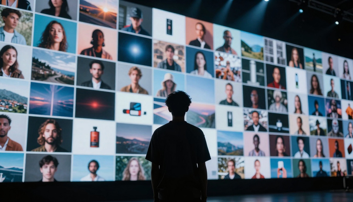 Silhouette Before AI Wall