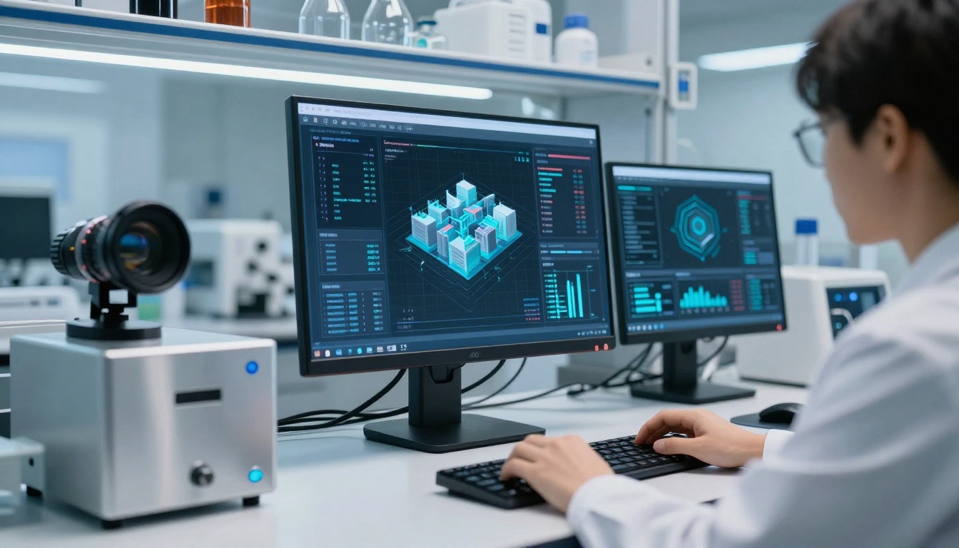 Researcher Using AI Data Analysis