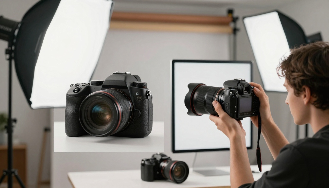 Photographer Using AI Enhancement Tools
