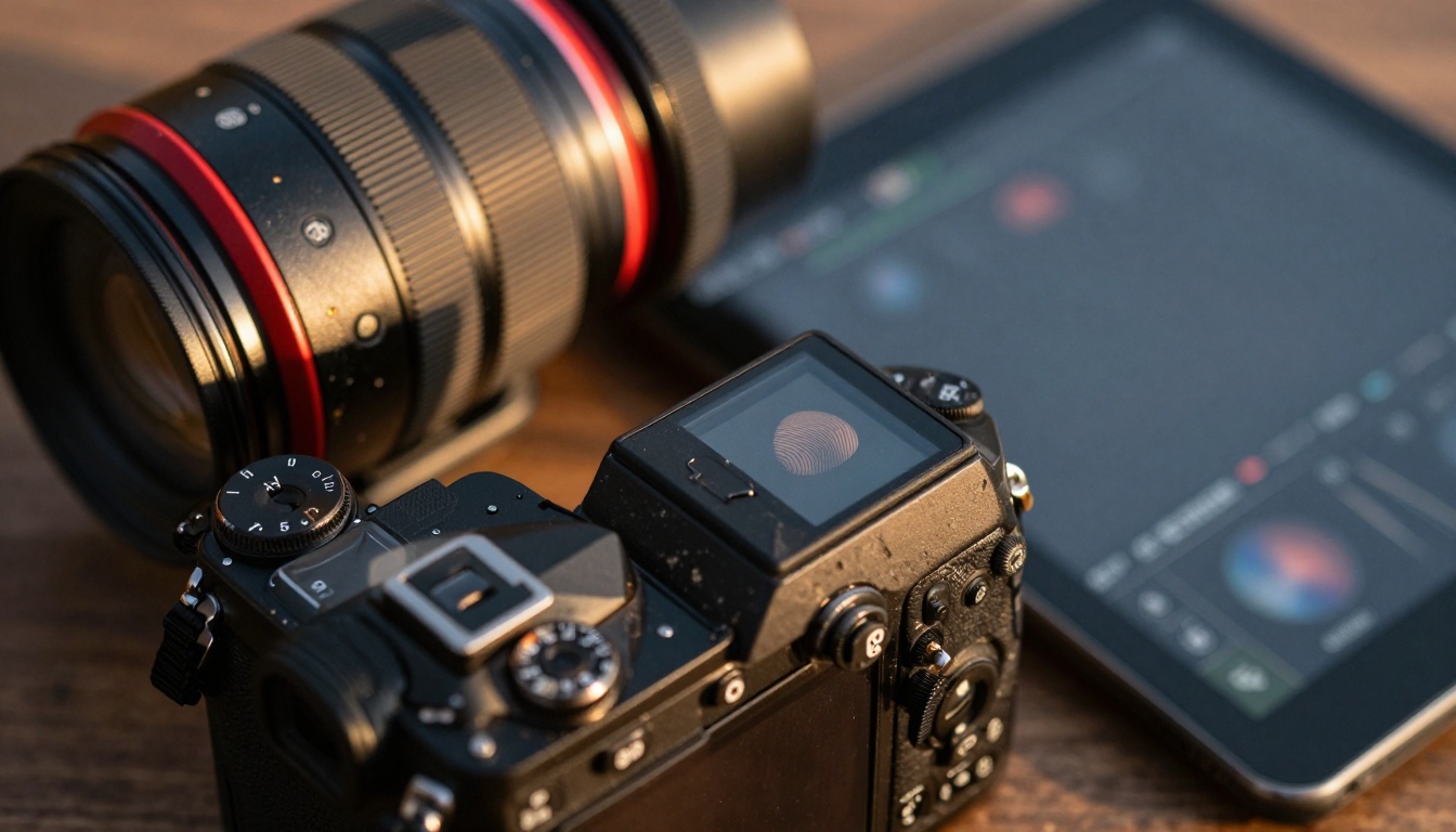 Photographer's setup with AI editing tools