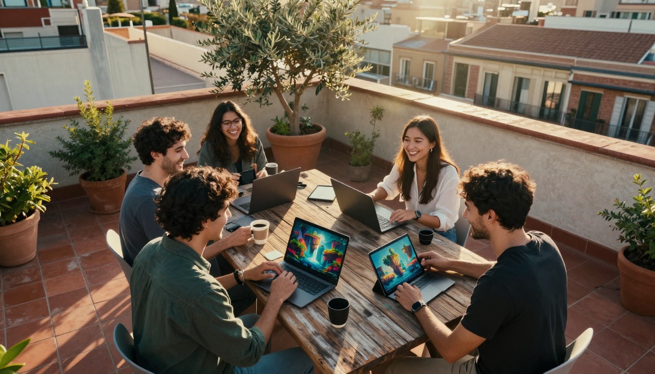 Social AI Art Creation Scene