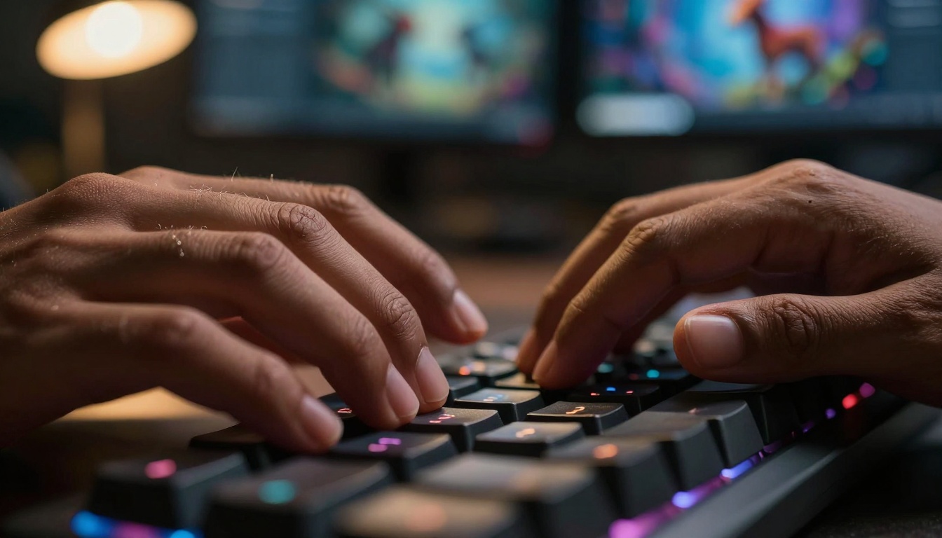 Creative Prompt Typing Close-up