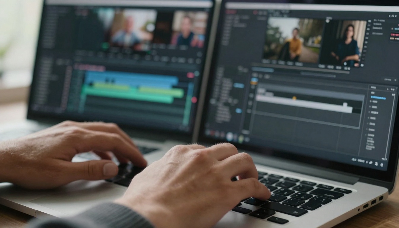 Close-up of Video Editing Efficiency