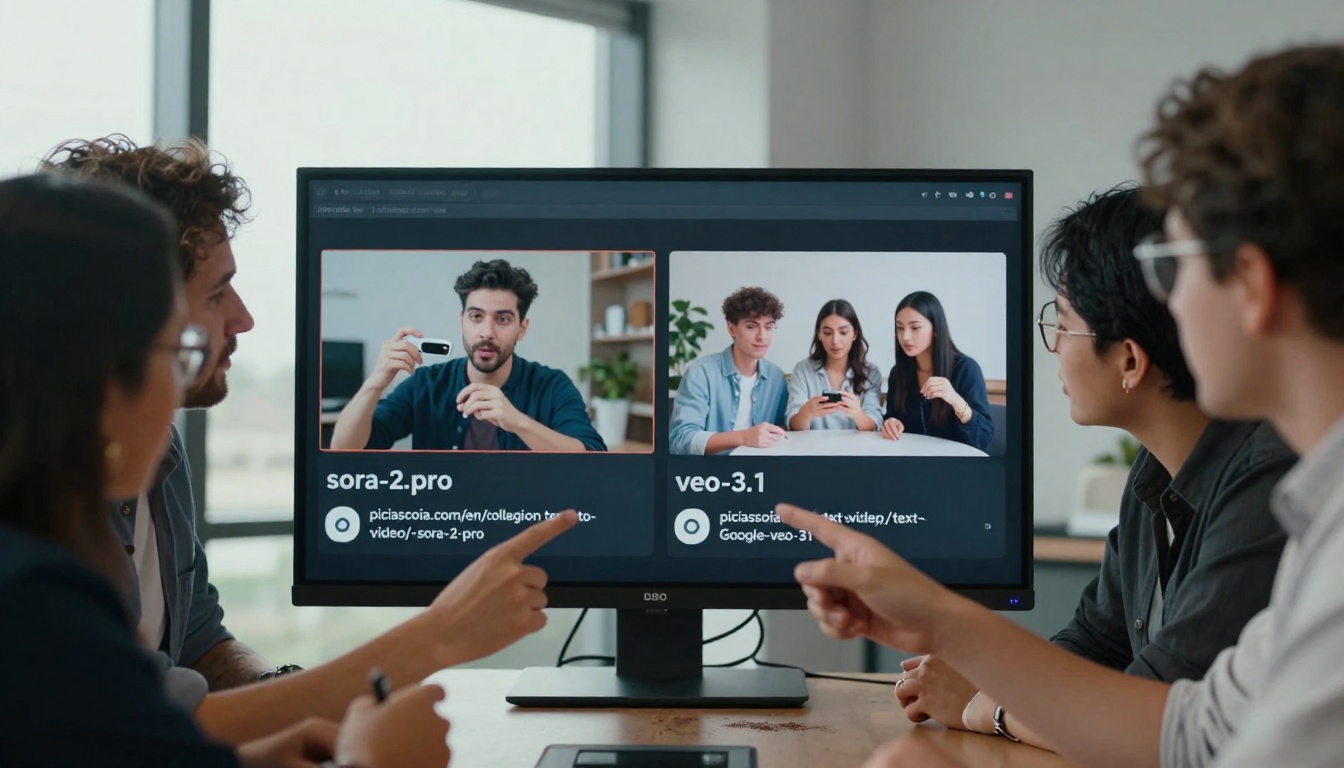 Marketing Team Reviewing AI Videos