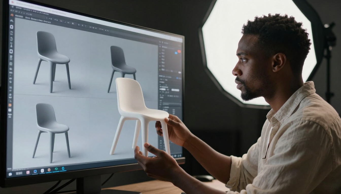 Industrial designer with AI product renderings