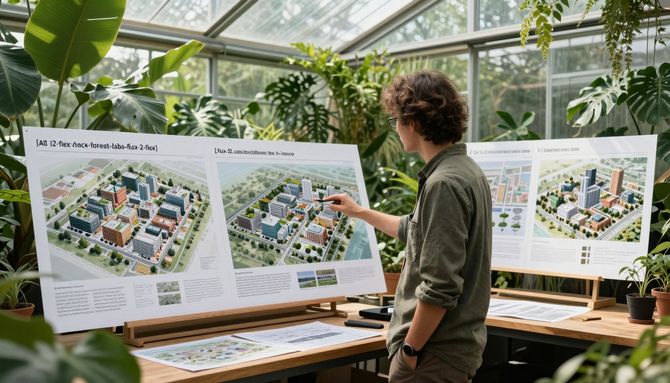 Landscape architect reviewing sustainable city designs