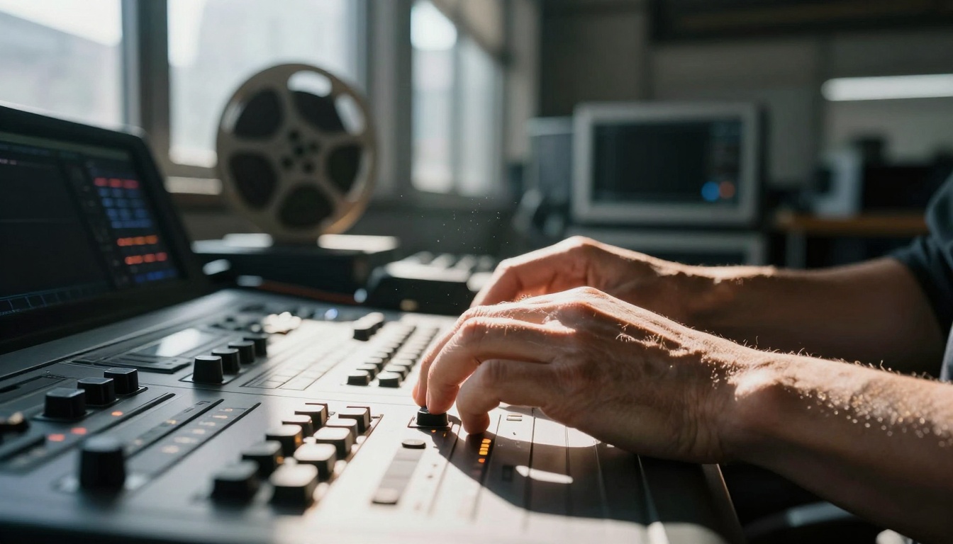 Hands adjusting AI video controls