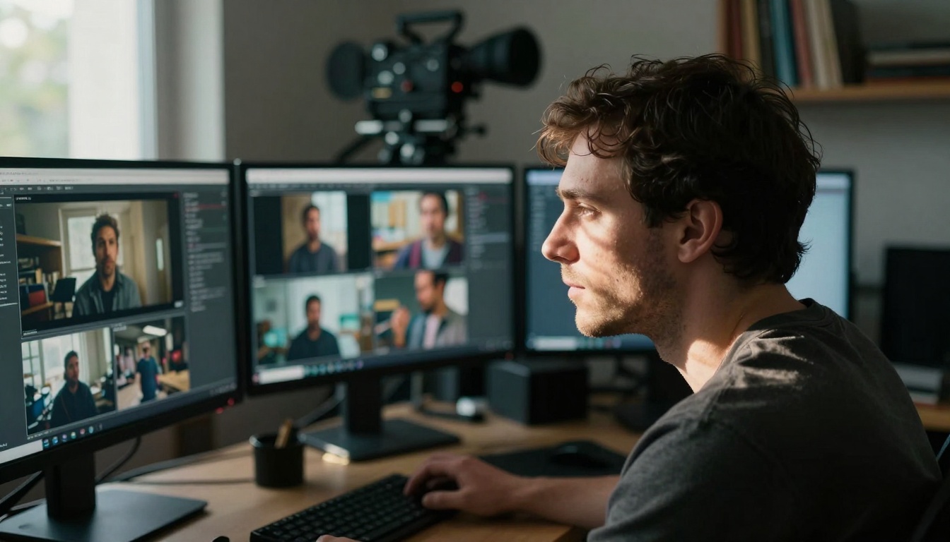 Filmmaker contemplating AI storyboard options