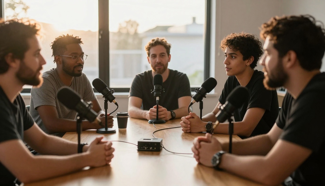 Podcast creators collaborating