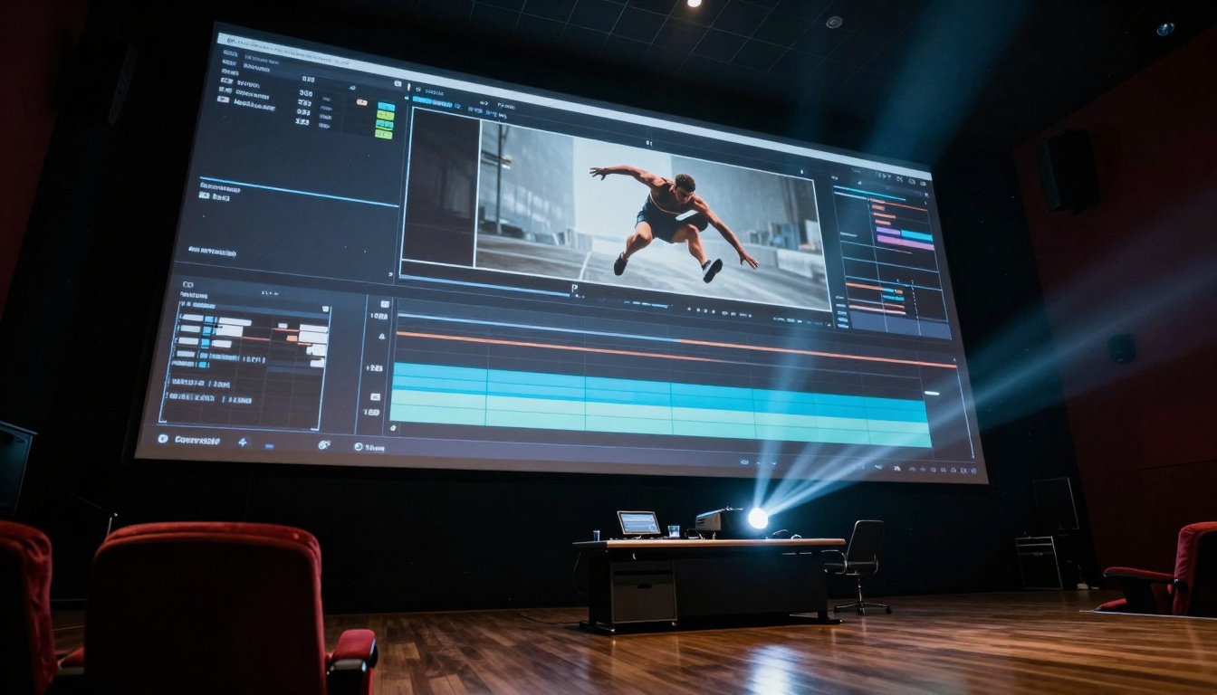 Large cinema screen displaying perfect action frame