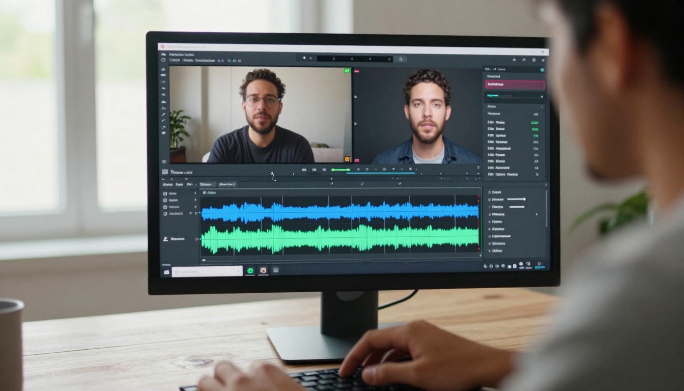 Video editing with AI voiceover timeline