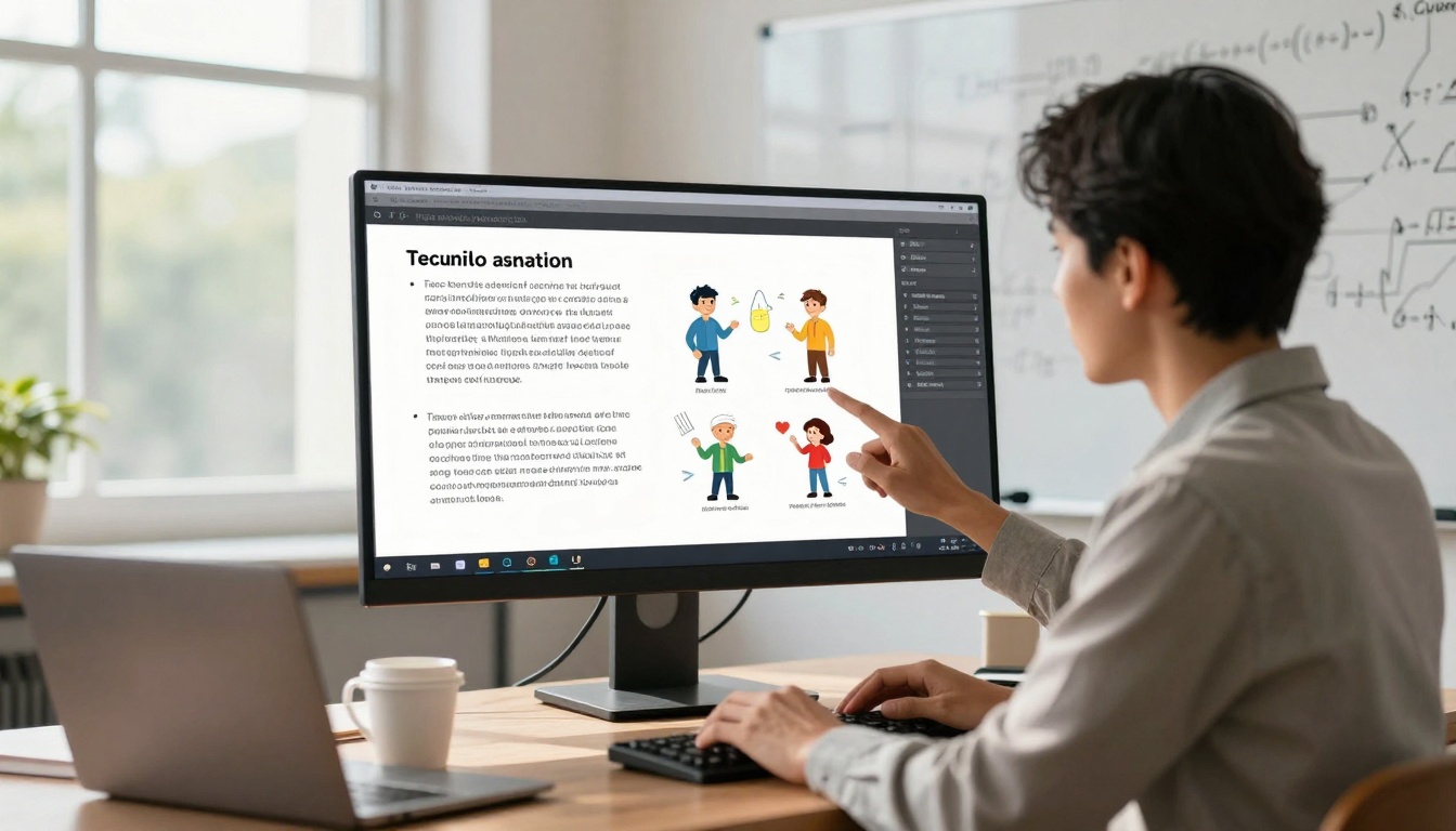 Educator creating animated teaching content
