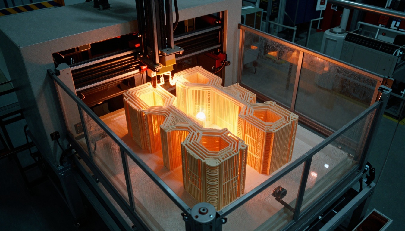 Massive industrial 3D printer in operation