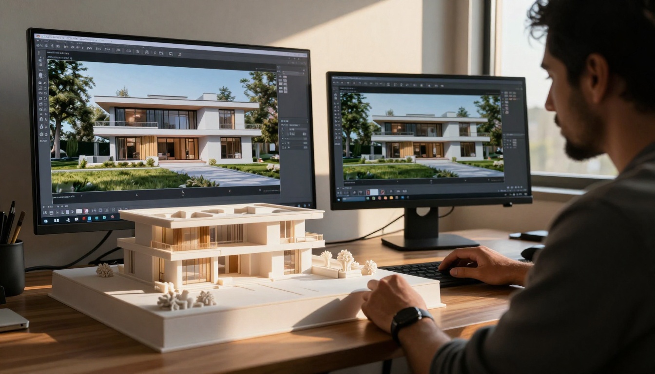 Architectural visualization with physical scale model