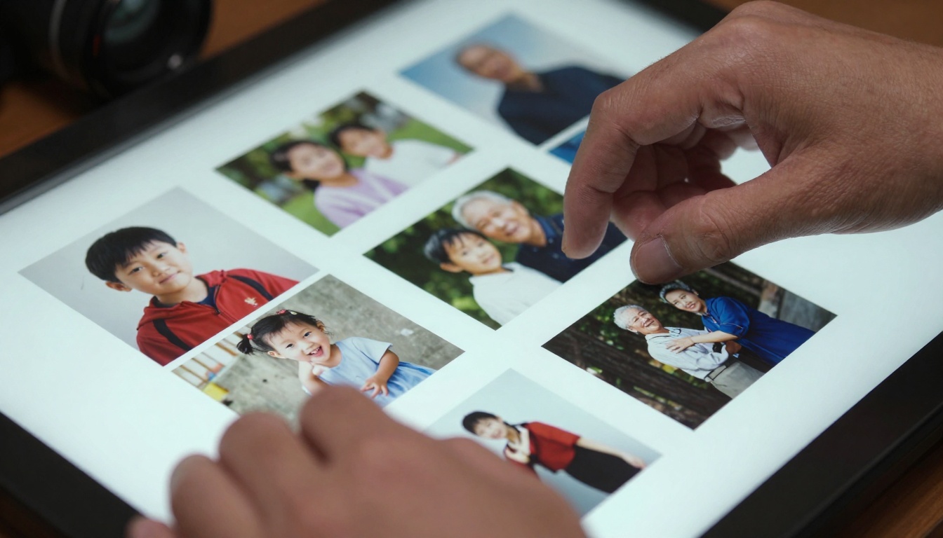 Hands selecting photos for animation Hands selecting photos for animation